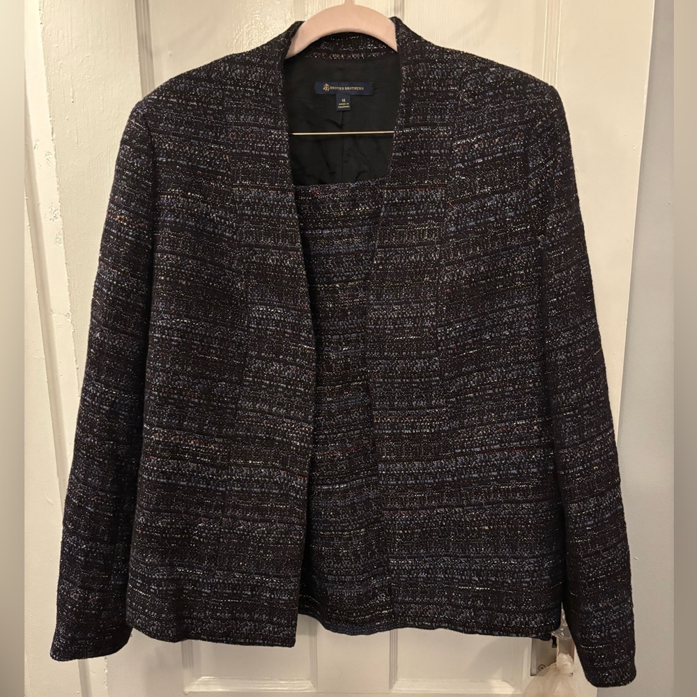 Brooks Brothers Women's Navy Multicolor Tweed two-piece suit